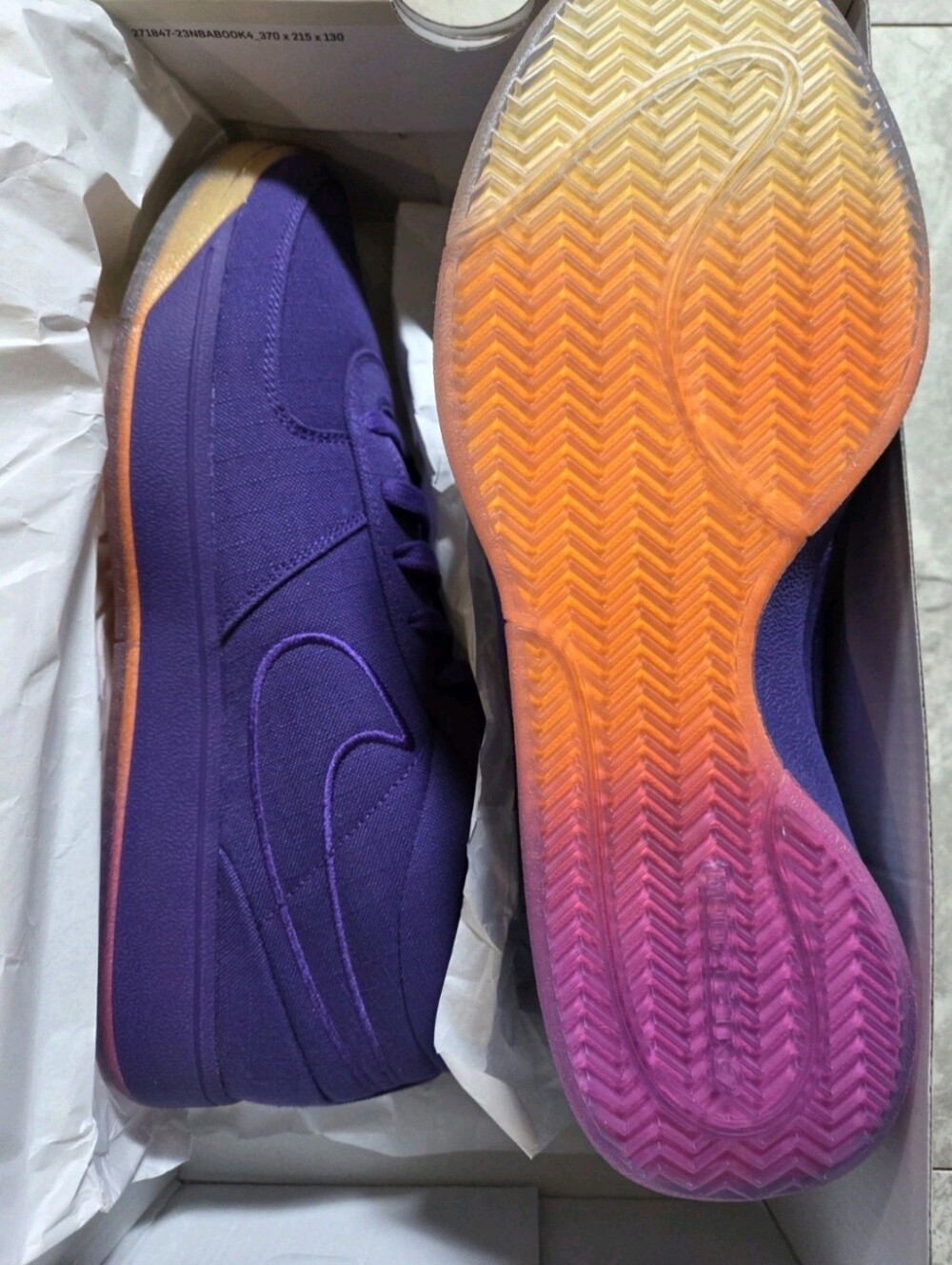 Nike Book 1 Court Purple Sunset Total Orange Nby HJ5351-500 US Men's Size 12 - Picture 11 of 13